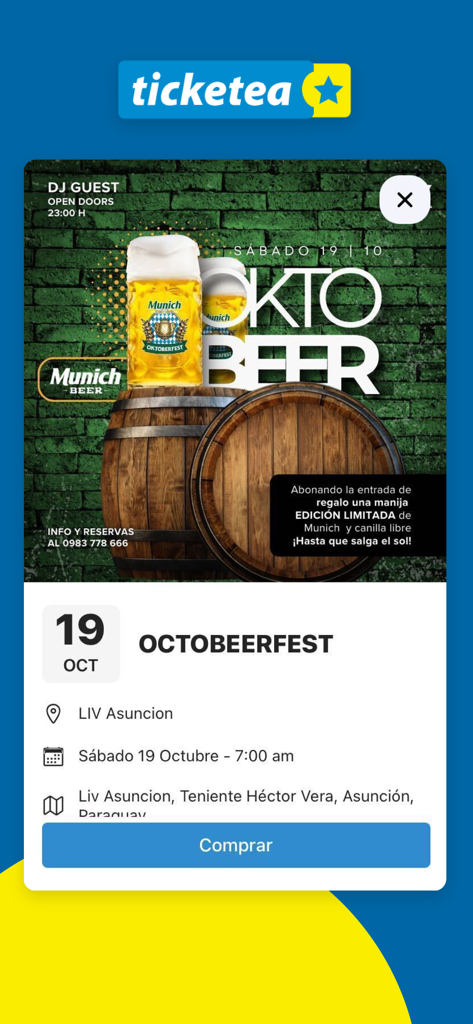 Detalhes do evento Ticketea Paraguai para o Octobeerfest em Assunção.