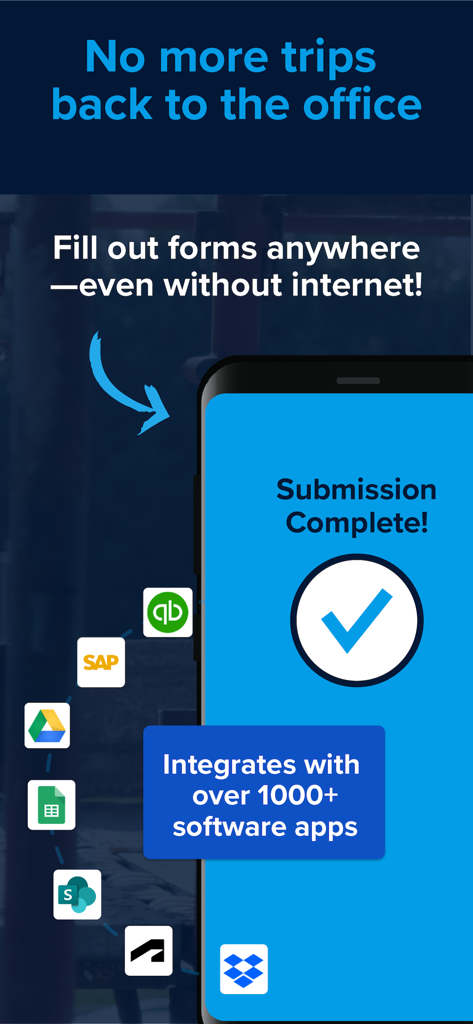 GoCanvas - Business Forms - GoCanvas app showing offline form submission and software integrations