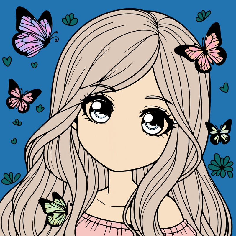 realistic girl with butterflies around her