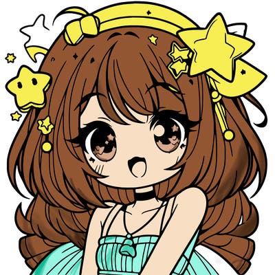 cute anime girl with star accessories