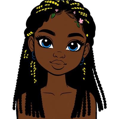 a realistic black girl with braids