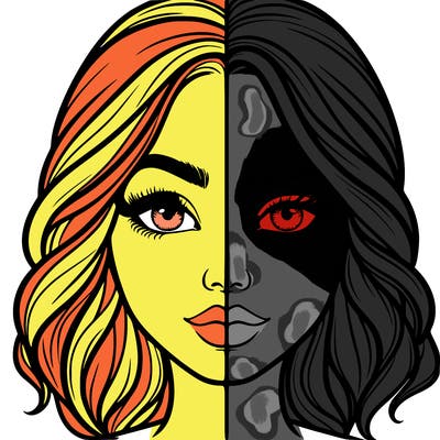 realistic girl split half