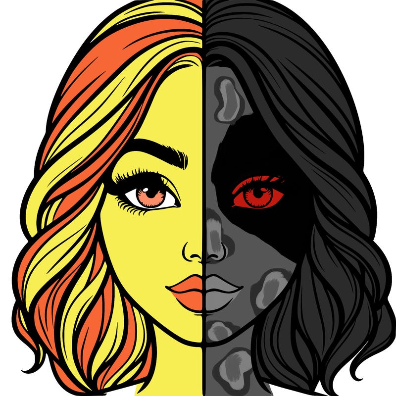 realistic girl split half