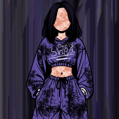 realistic girl faceless with baggy pants and a crop top