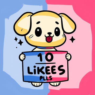 cute dog holding a sign saying 10 likes pls