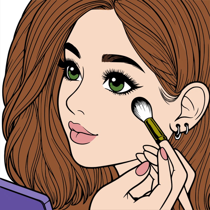 a realistic girl doing her makeup