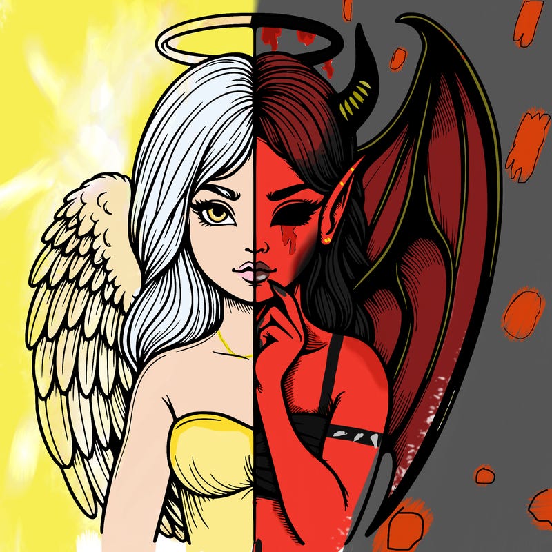 realistic angel half demon