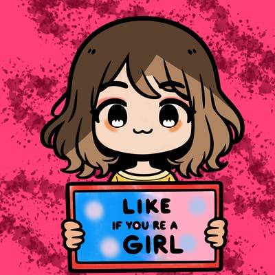 a cute girl holding a sign that says like if you’re a girl
