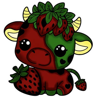cute strawberry cow