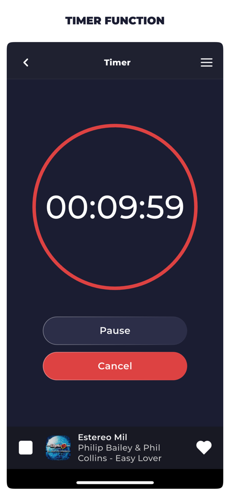 Radio Honduras Live FM AM - Sleep timer interface in the Radio Honduras app showing a countdown clock.