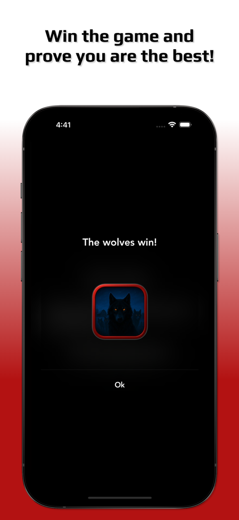 The Wolf: Party Game - Victory screen of The Wolf Party Game displaying a wolves win message.