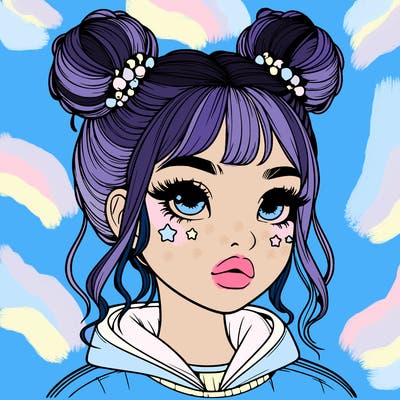 realistic girl with space buns