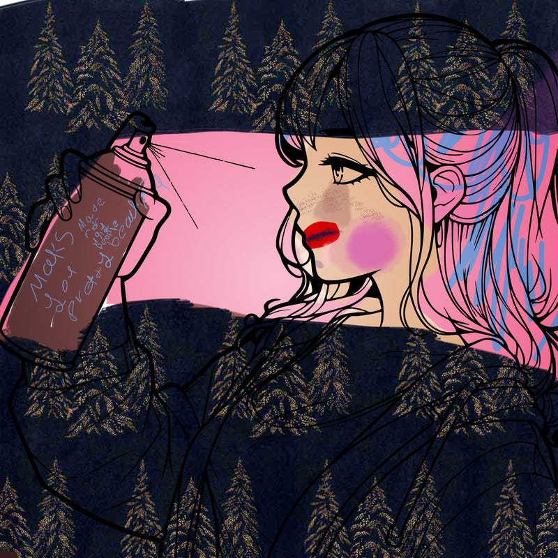 a realistic girl spray, painting