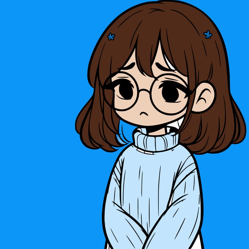 sad girl with glasses in a sweater