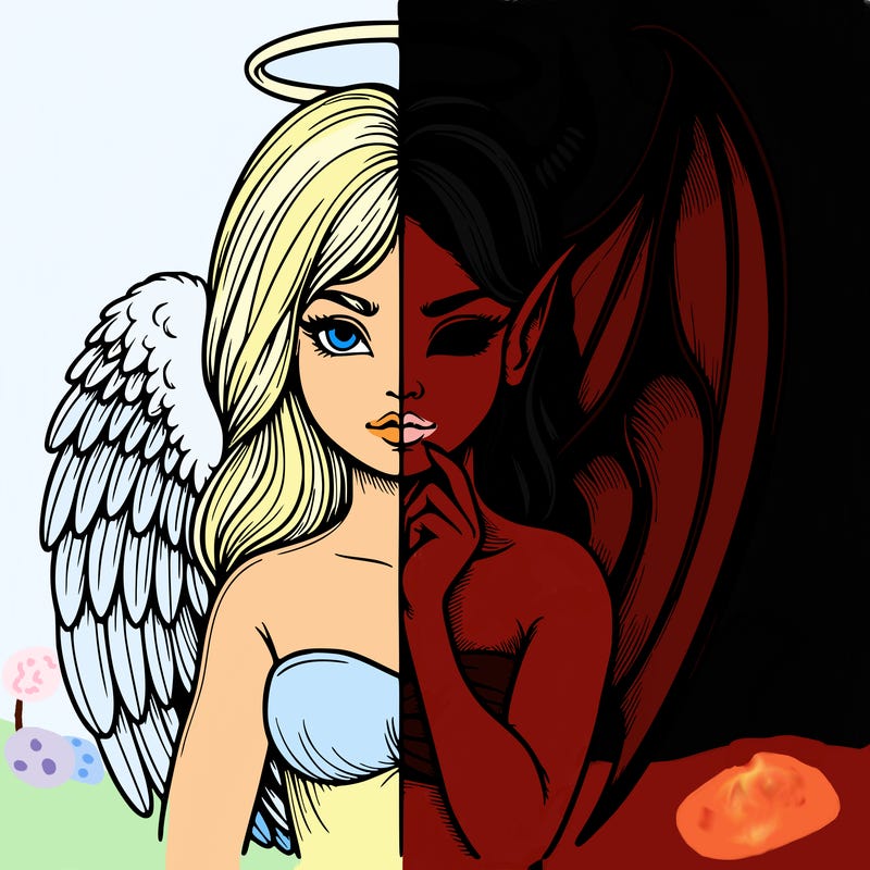realistic angel half demon