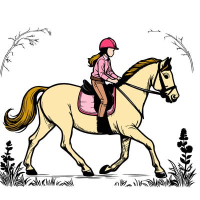 realistic horse girl riding