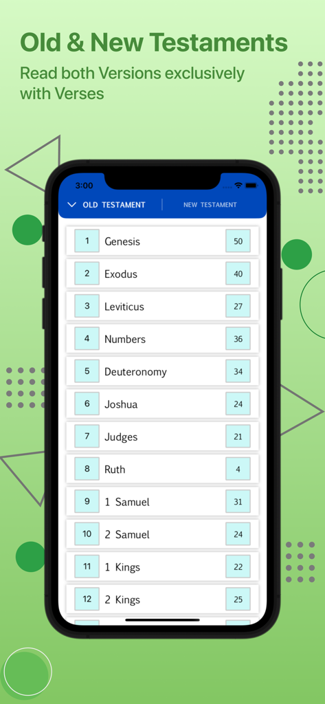 New International Version(NIV) - A mobile screen showing the list of Old Testament books in the New International Version Bible app