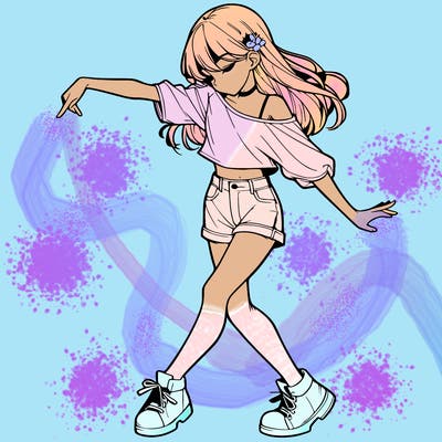 realistic girl danceing