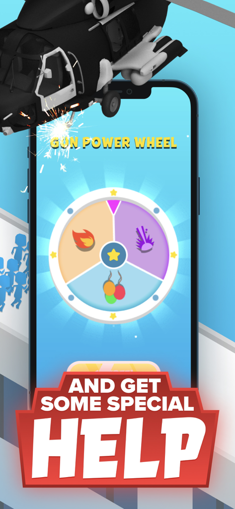 A gun power wheel in Z Escape showing special help power ups