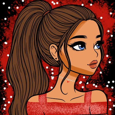 a beautiful and realistic girl with a high pony tail