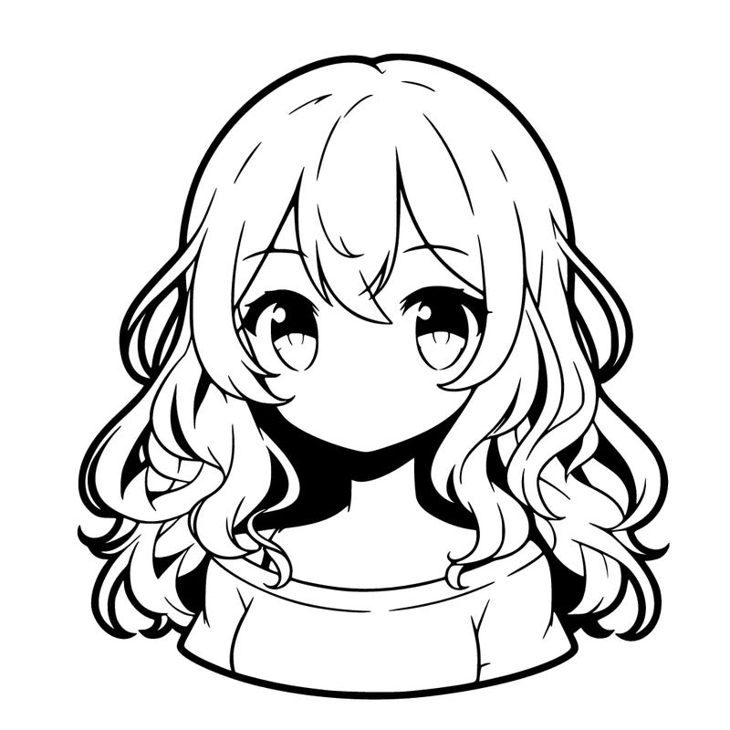 white anime girl with medium wavy hair