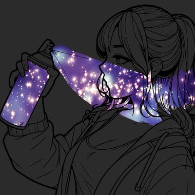 a realistic girl spray, painting