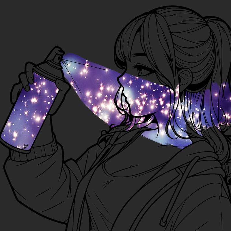 a realistic girl spray, painting