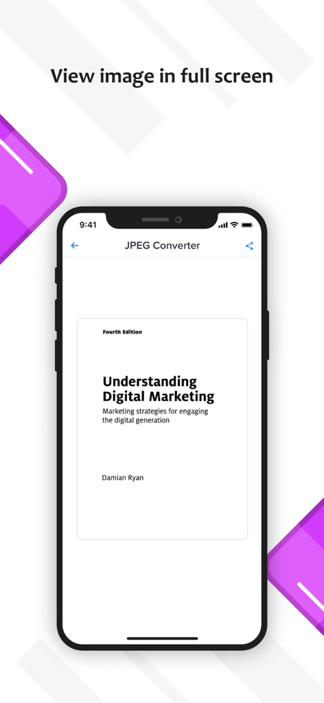 Full screen preview of a converted document in the PDF to JPG mobile app.