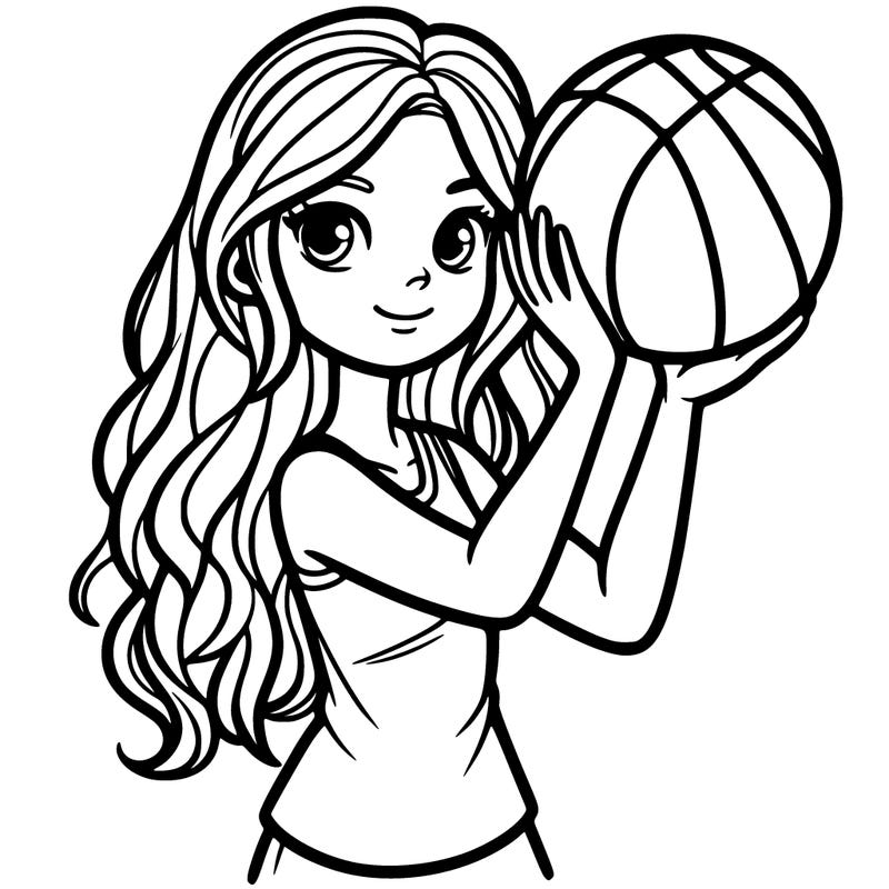 teen girl with playing basket ball