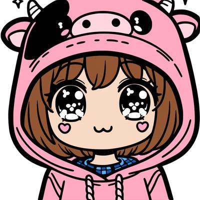 kawaii girl with cow hoodie
