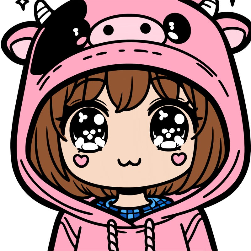 kawaii girl with cow hoodie