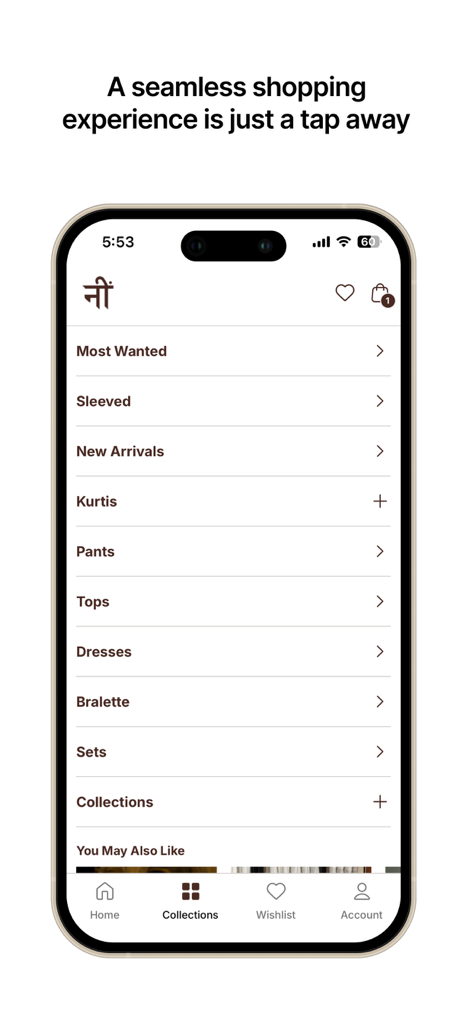 Nishorama - Nishorama app interface showing curated ethnic wear categories for sarees kurtas and lehengas