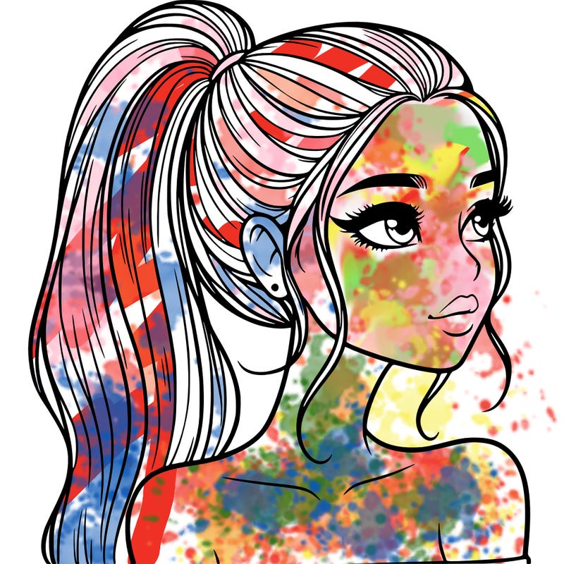 a beautiful and realistic girl with a high pony tail