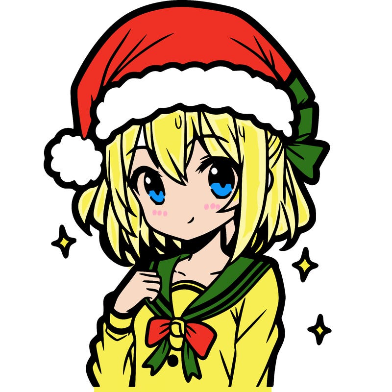 anime girl wearing a santa hat