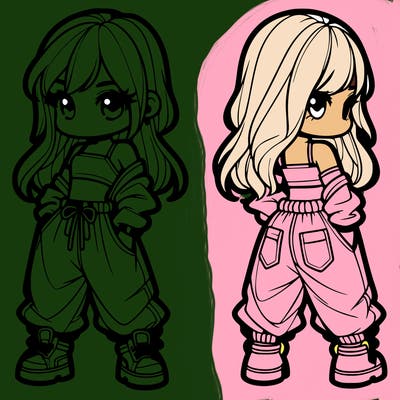 girl in crop top and baggy pants