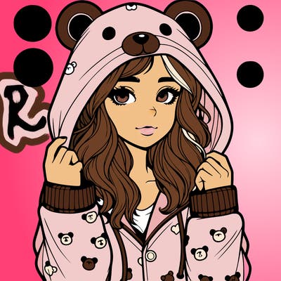 realistic girl in a animal pjs hoodie