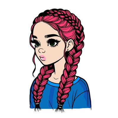 realistic girl with braids