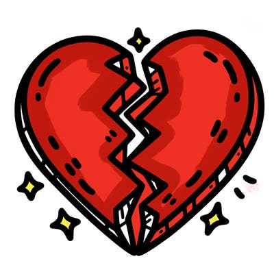 split in half heart