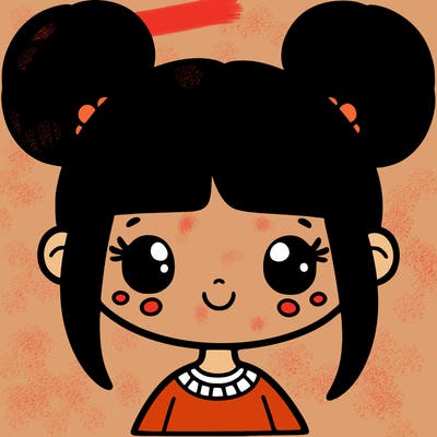 girl with two buns on her head