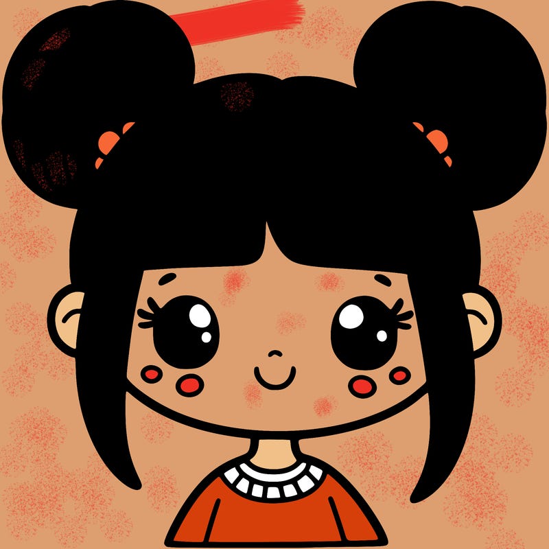 girl with two buns on her head