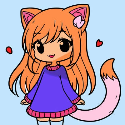 girl with cat ears and tail