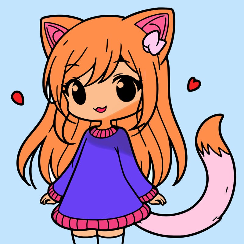 girl with cat ears and tail