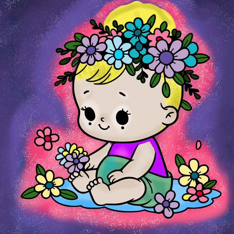 baby with flowers