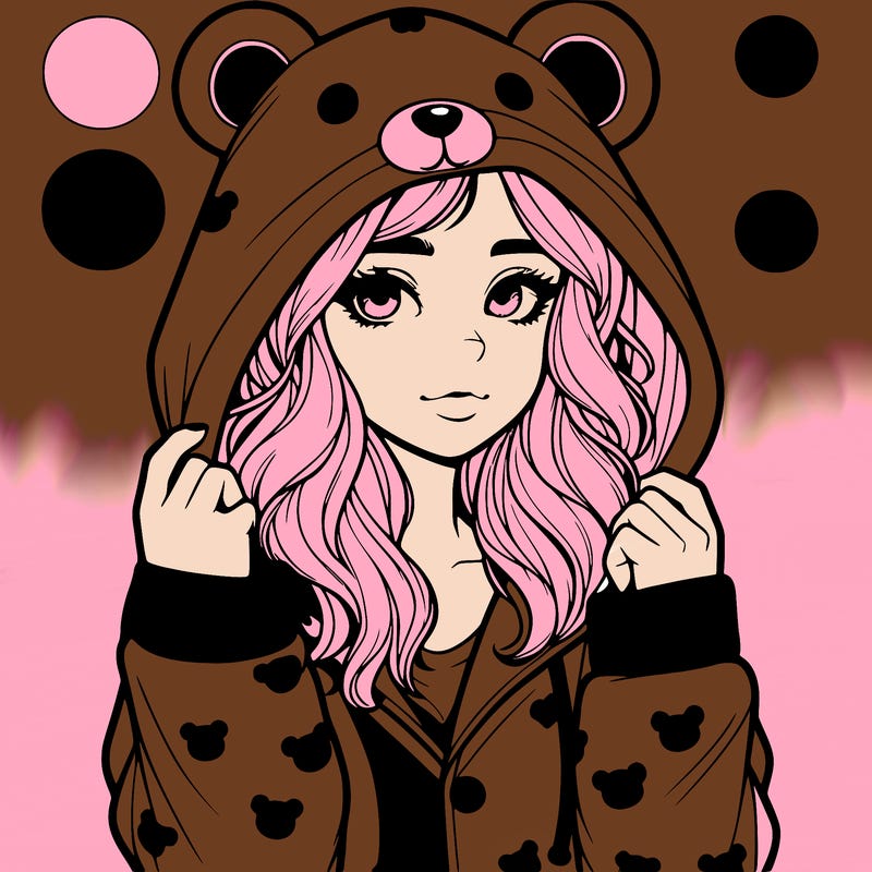 realistic girl in a animal pjs hoodie
