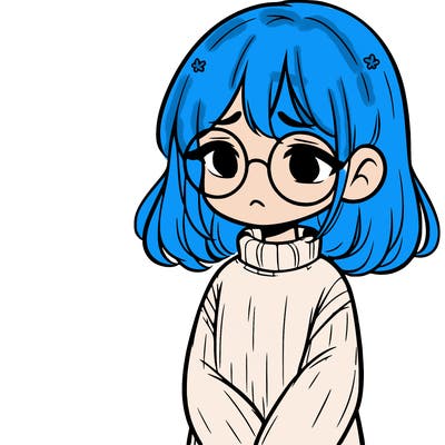sad girl with glasses in a sweater