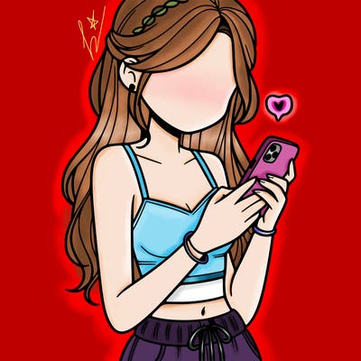 girl with crop top texting on her phone