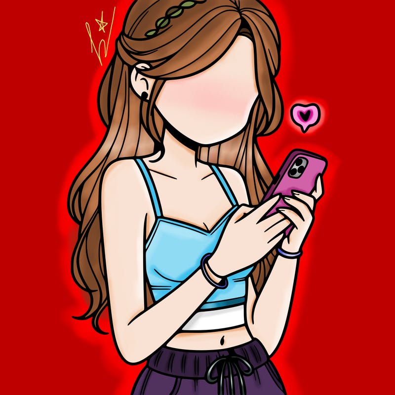 girl with crop top texting on her phone