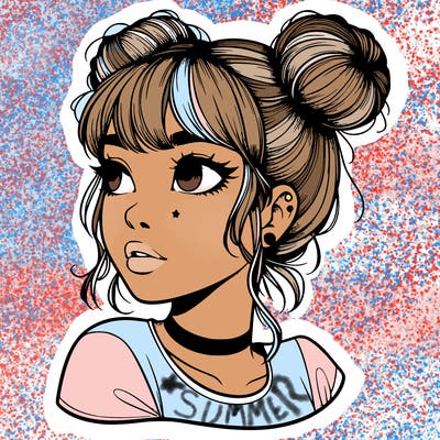 realistic girl with spacebuns