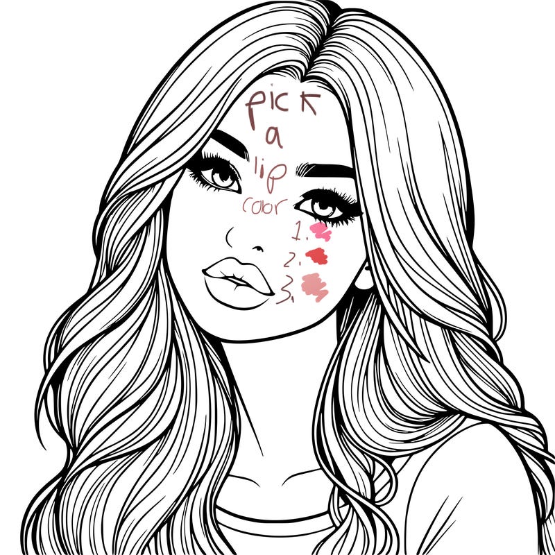 realistic girl with hair on her hair and lips