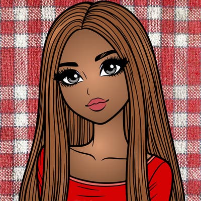 realistic girl with straight and long hair